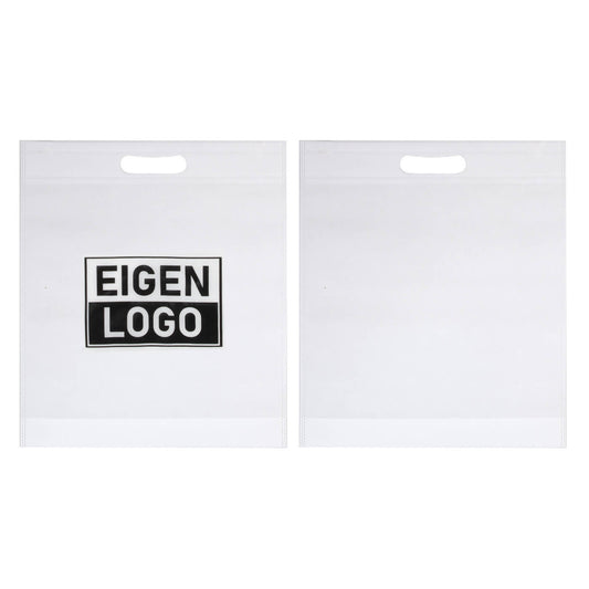 Tasche Druck Weiß Vliesstoff 38x44 + 2x4cm - Gestanzter Griff