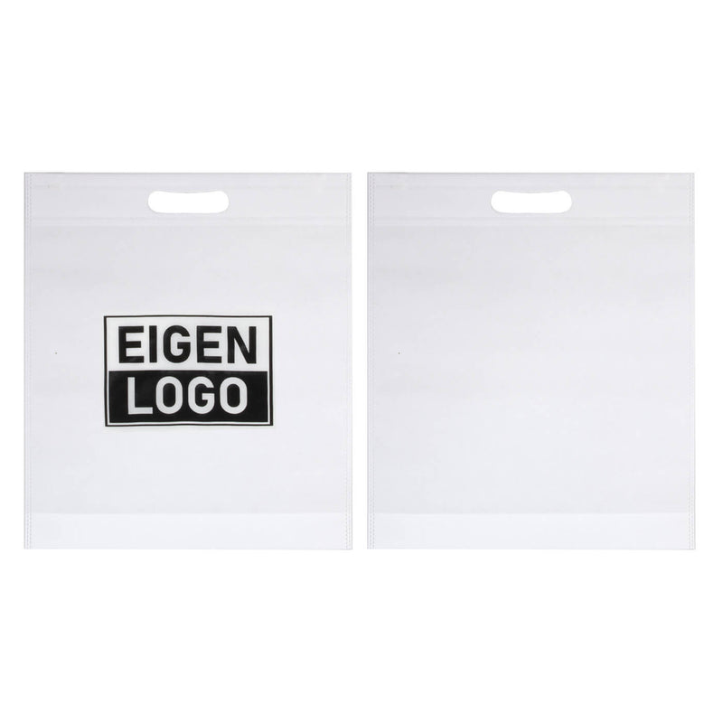 Tasche Druck Weiß Vliesstoff 38x44 + 2x4cm - Gestanzter Griff