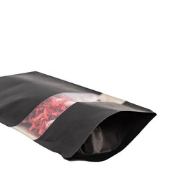100x Standbodenbeutel mit Fenster Schwarz 16x27cm