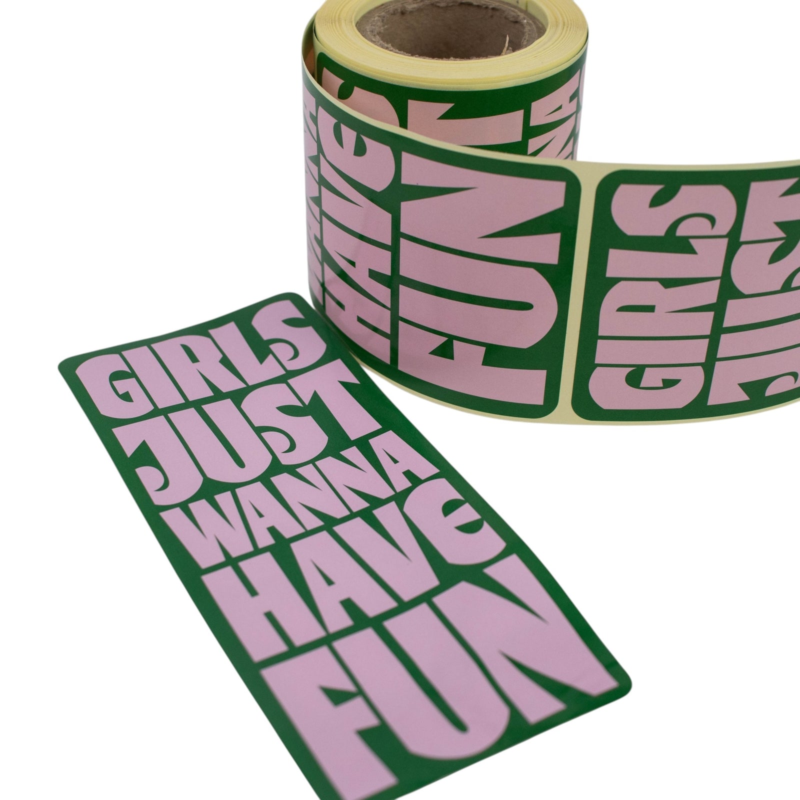 100x Verschlussaufkleber 'Girls Just wanna have fun' Rosa