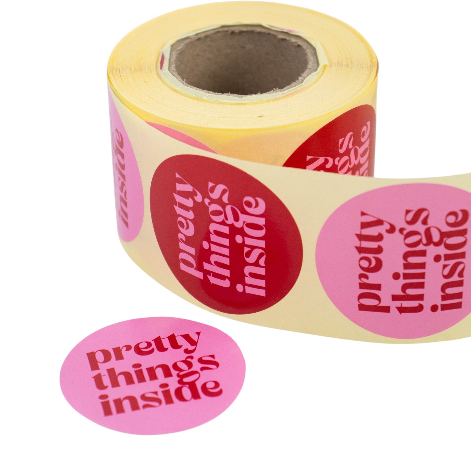 500x Aufkleber 'Pretty things inside' sortiert Rot-Rosa 50mm