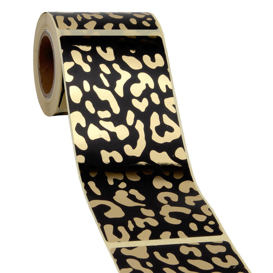 100x Verschlussaufkleber Leopard Schwarz-Gold