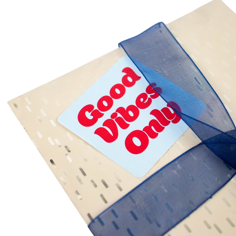 500x Aufkleber 'Good vibes only' Blau-Rot 50mm