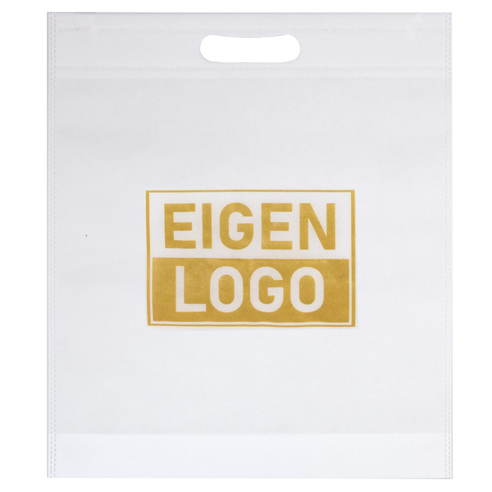 Tasche Druck Weiß Vliesstoff 38x44 + 2x4cm - Gestanzter Griff