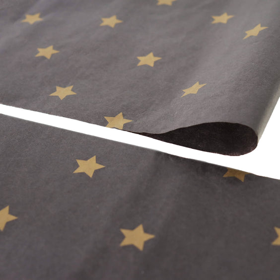 Seidenpapier 50x70cm Black Stars Gold