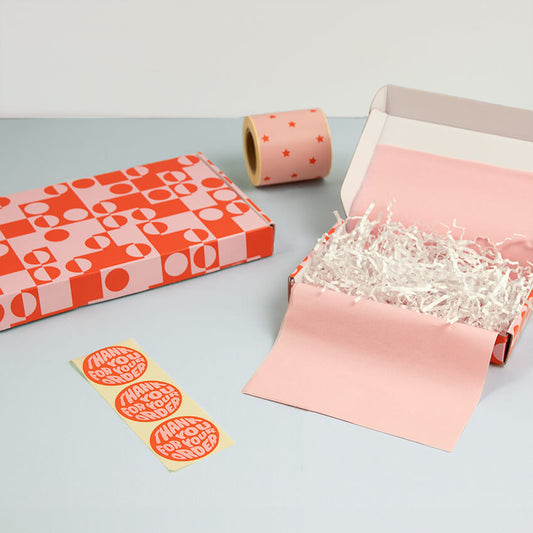 500x Aufkleber 'Thank you for your order' Rot/Rosa 50mm