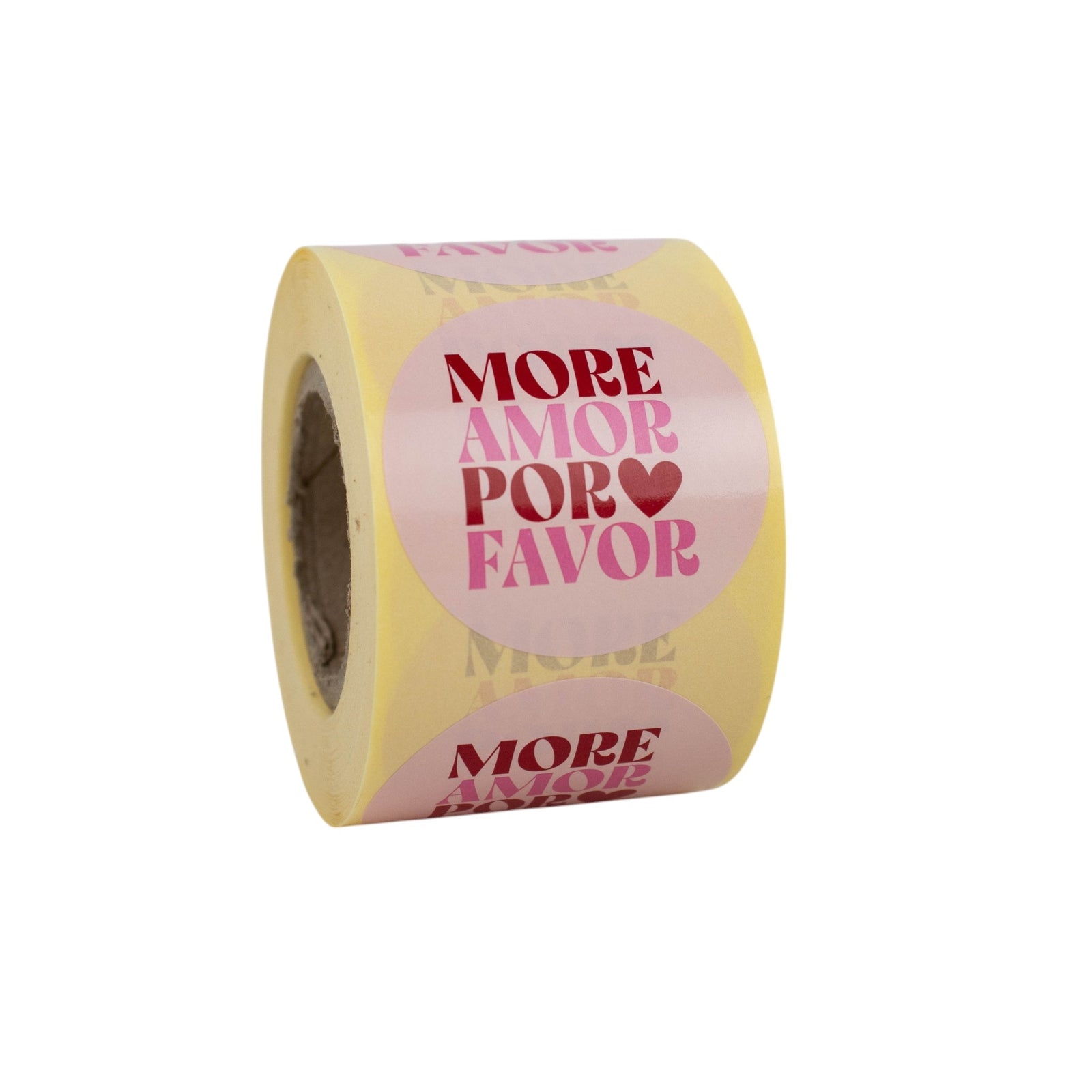500x Aufkleber 'More amor por favor' Rot-Rosa 50mm