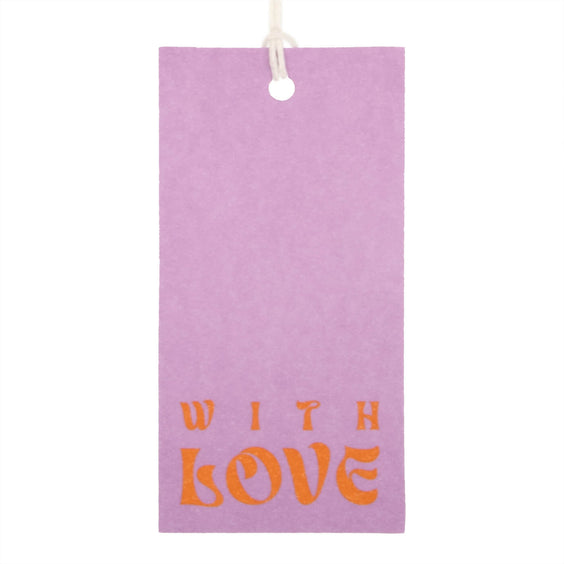 50x Geschenkanhänger 'With love' Lila-Orange