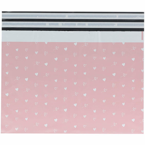 100x Versandtaschen Herzen Pink Groß Rückgabeverschluss