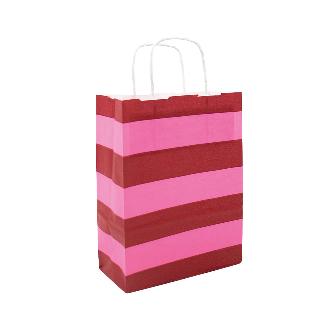 50x Papiertüten Stripes Pink A5