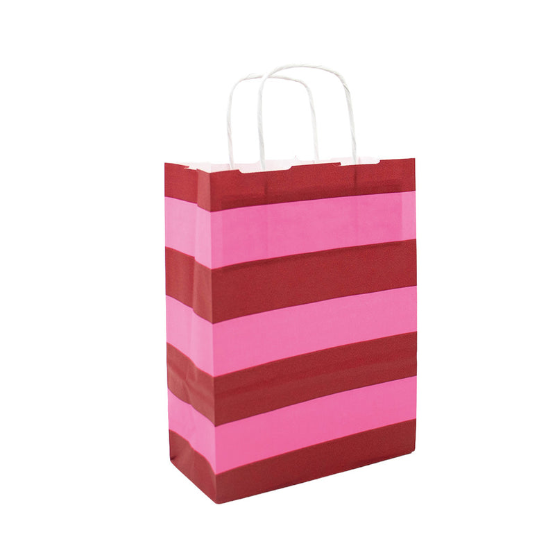 50x Papiertüten Stripes Pink A5