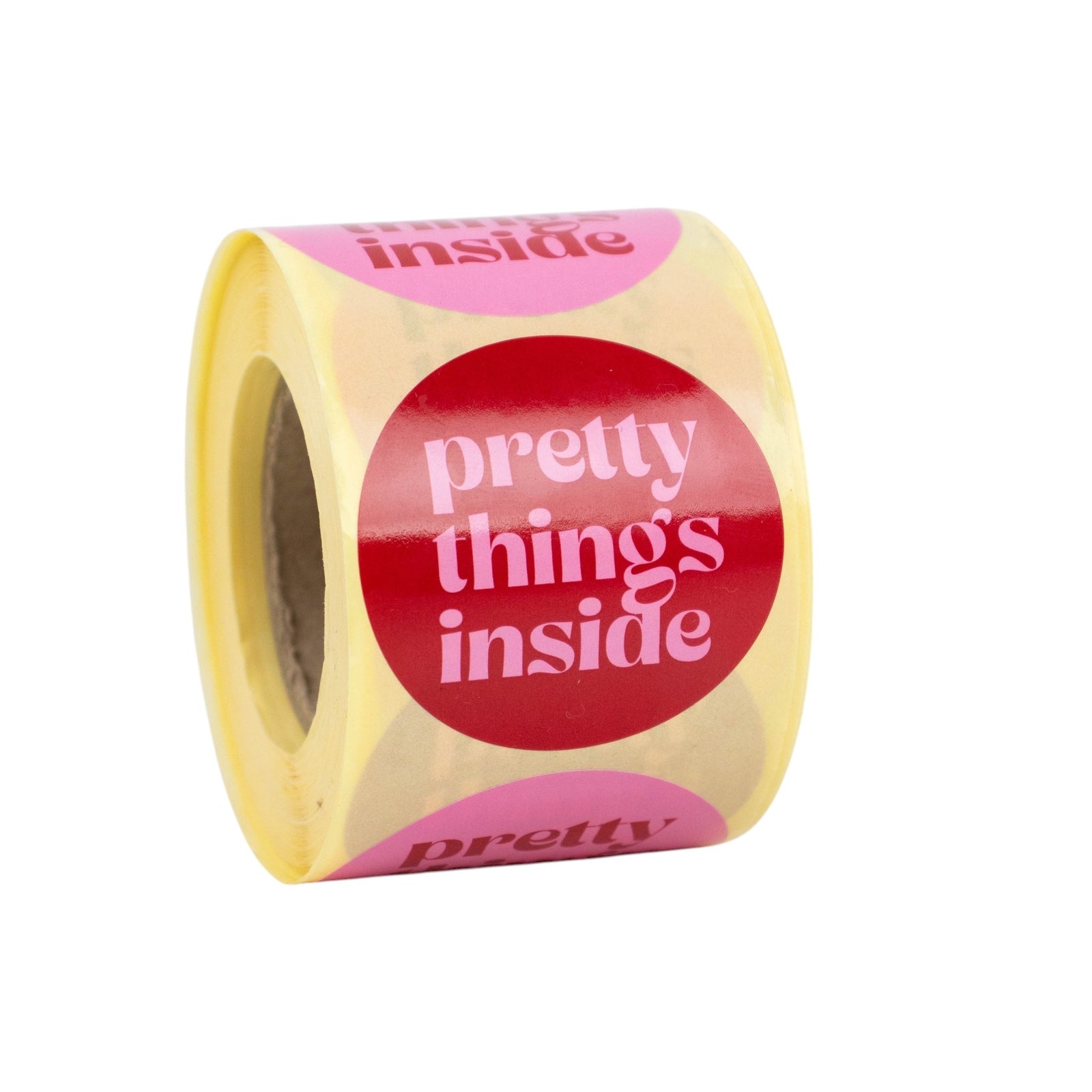500x Aufkleber 'Pretty things inside' sortiert Rot-Rosa 50mm