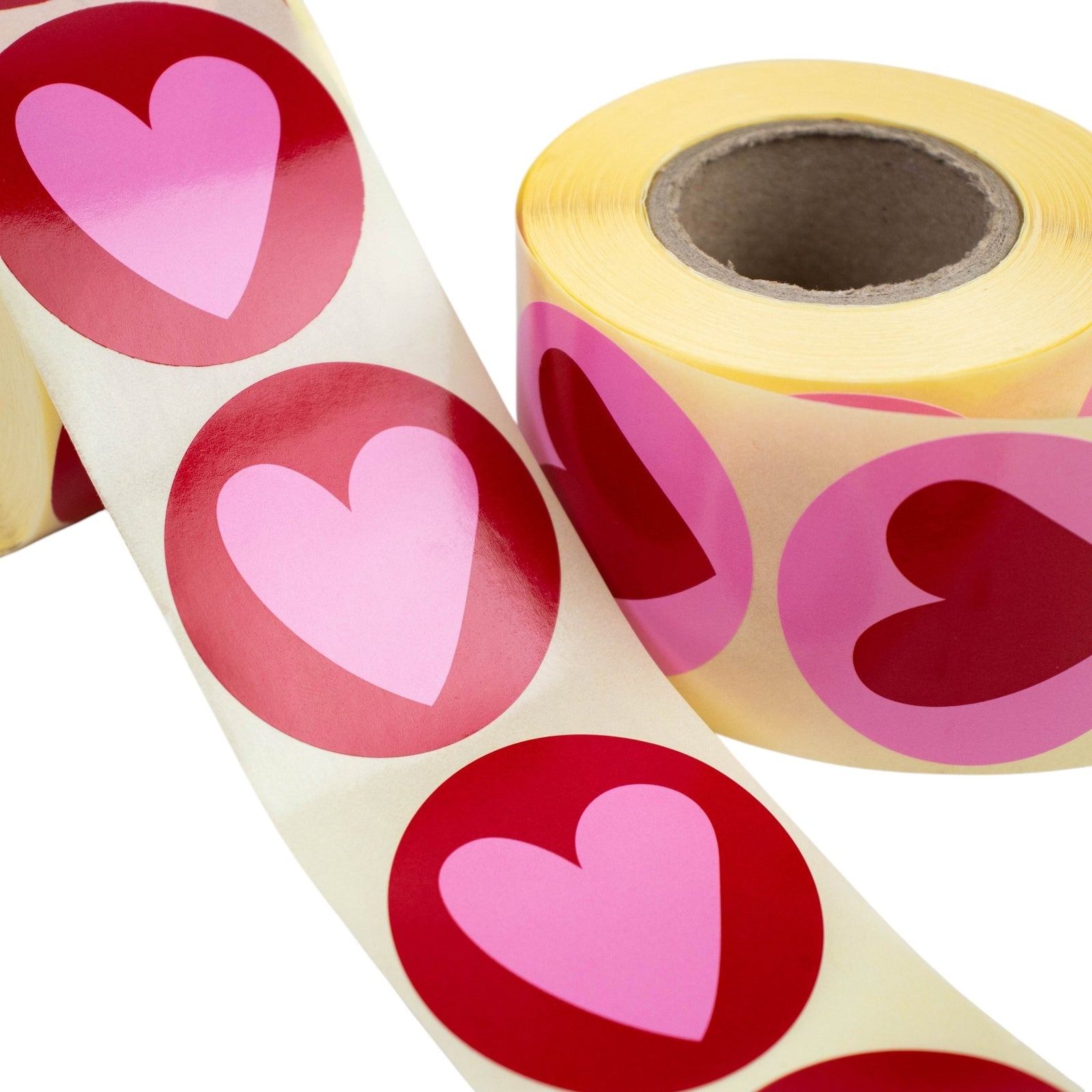 500x Aufkleber 'Heart' Rosa-Rot 50mm