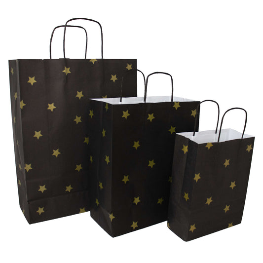 50x Papiertüten Black Stars Gold A5