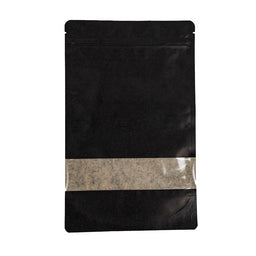 100x Standbodenbeutel mit Fenster Schwarz 16x27cm