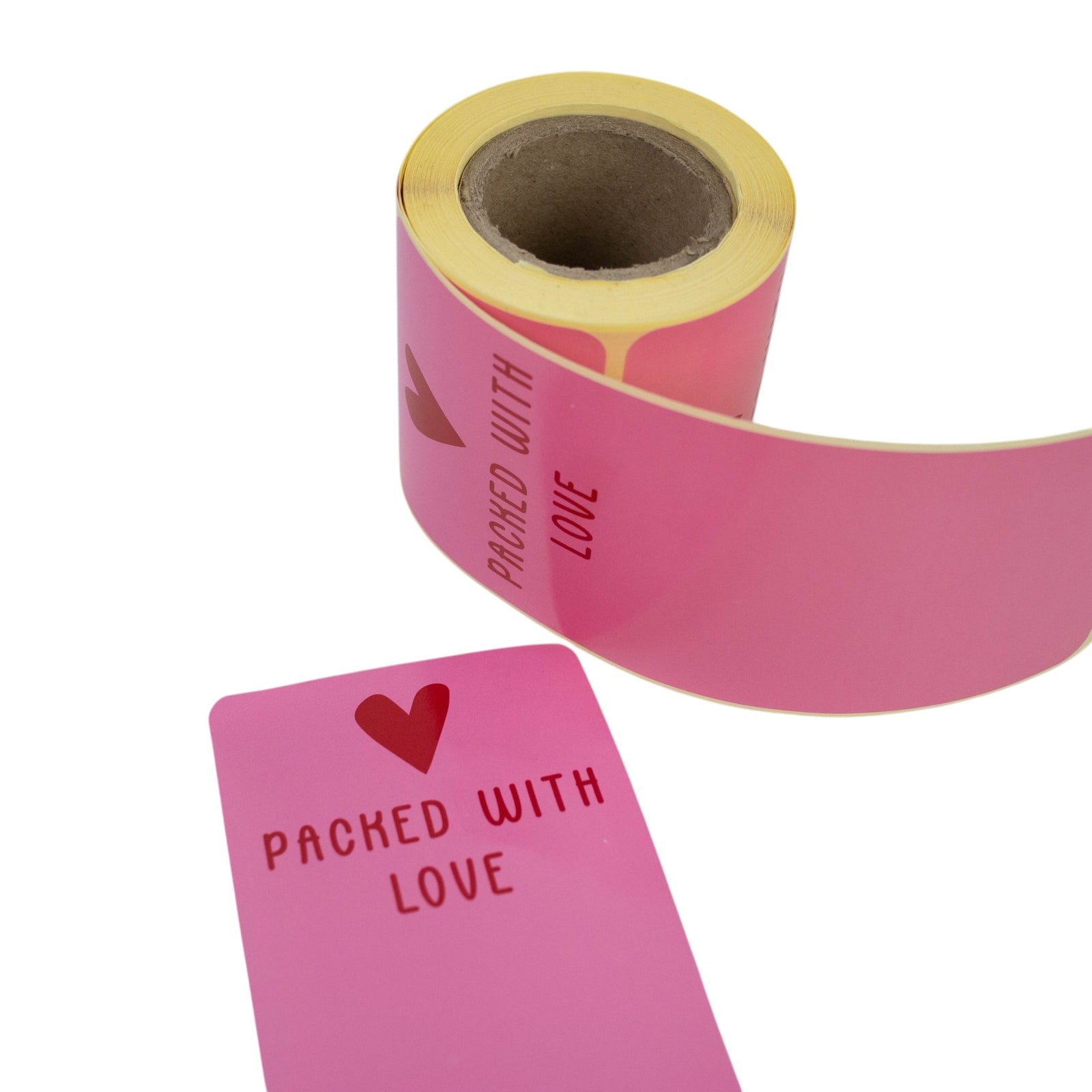 100x Verschlussaufkleber 'Packed with love' Rosa-Rot