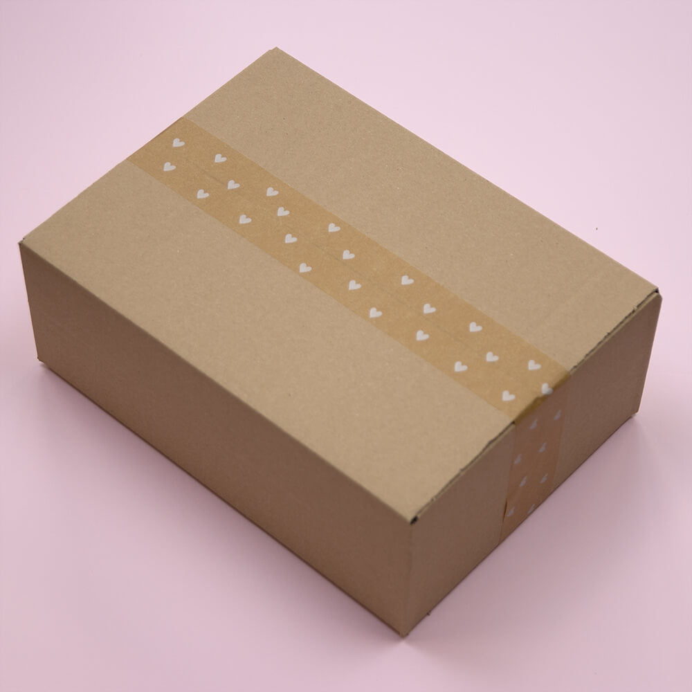 Papierband 'Hearts' Braun-Weiß 50mmx50mtr