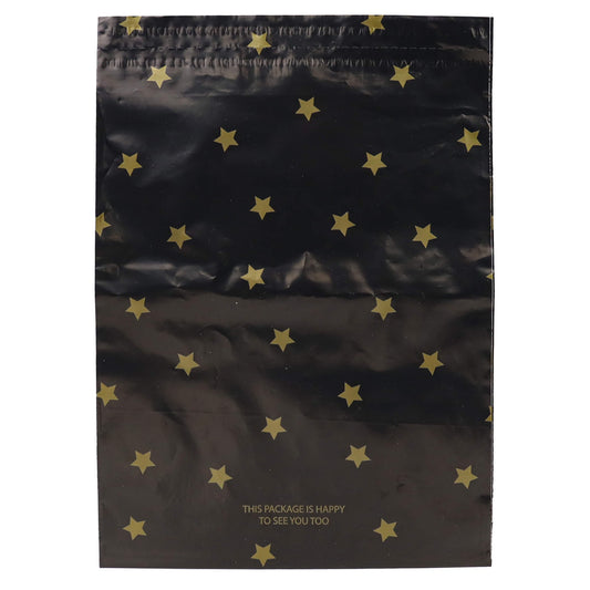 100x Versandtaschen Black Stars Gold Medium