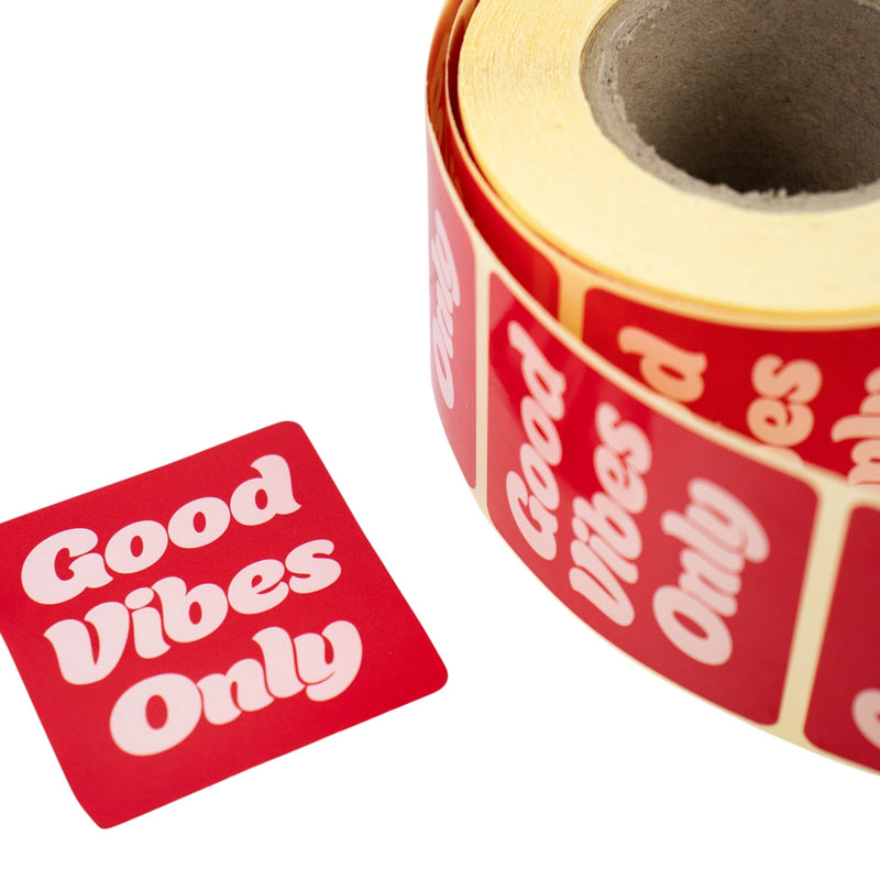 500x Aufkleber 'Good vibes only' sortiert Rosa-Rot 50mm