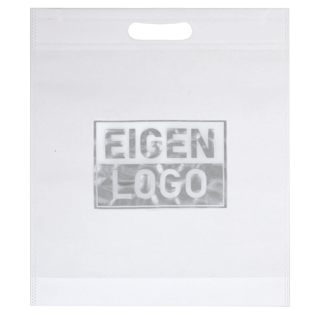 Tasche Druck Weiß Vliesstoff 38x44 + 2x4cm - Gestanzter Griff