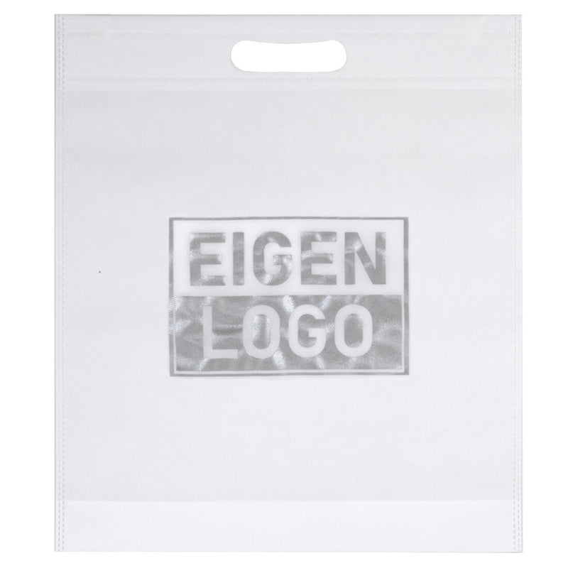 Tasche Druck Weiß Vliesstoff 38x44 + 2x4cm - Gestanzter Griff