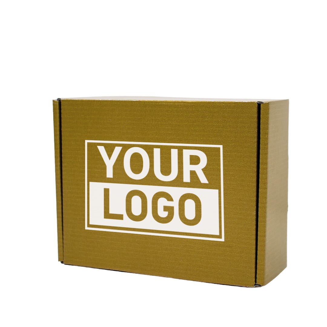 Postkartons bedrucken Gold 160x130x60mm