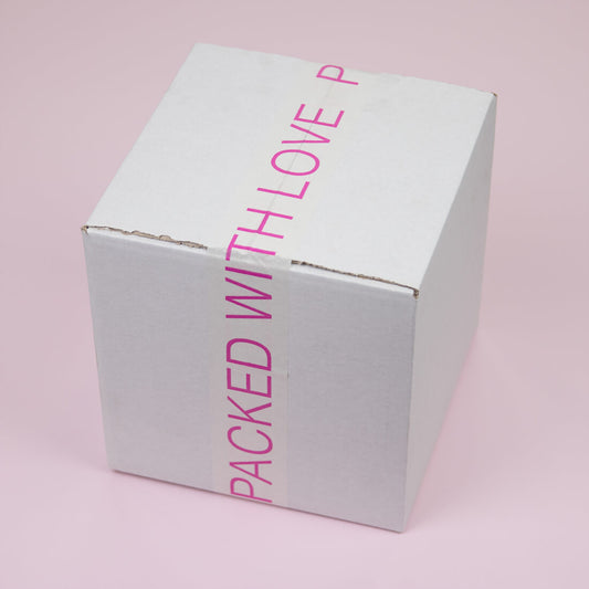 Papierband 'Packed with love' Weiß 50mmx50mtr