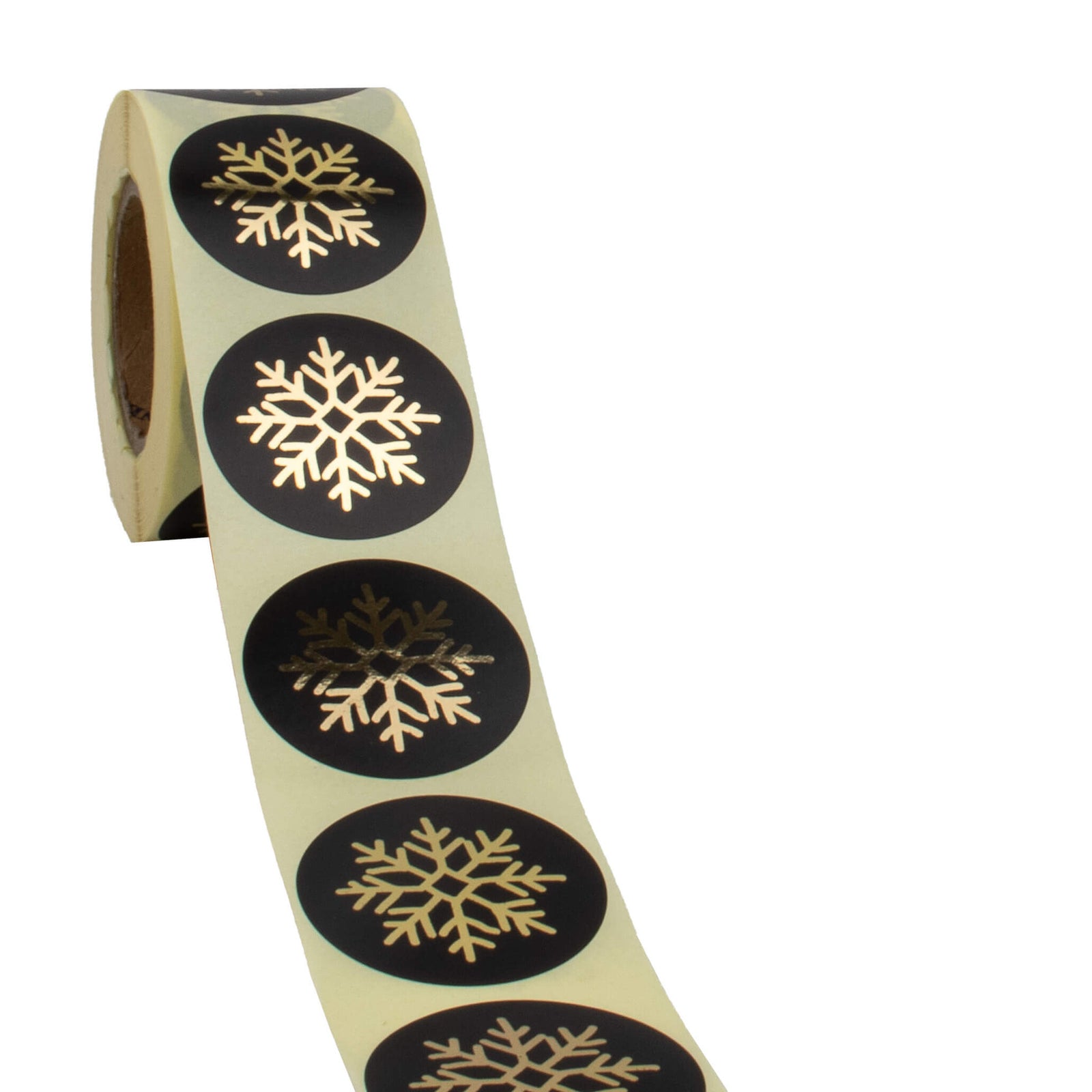 500x Aufkleber „Schneeflocke“ Schwarz-Gold 40mm