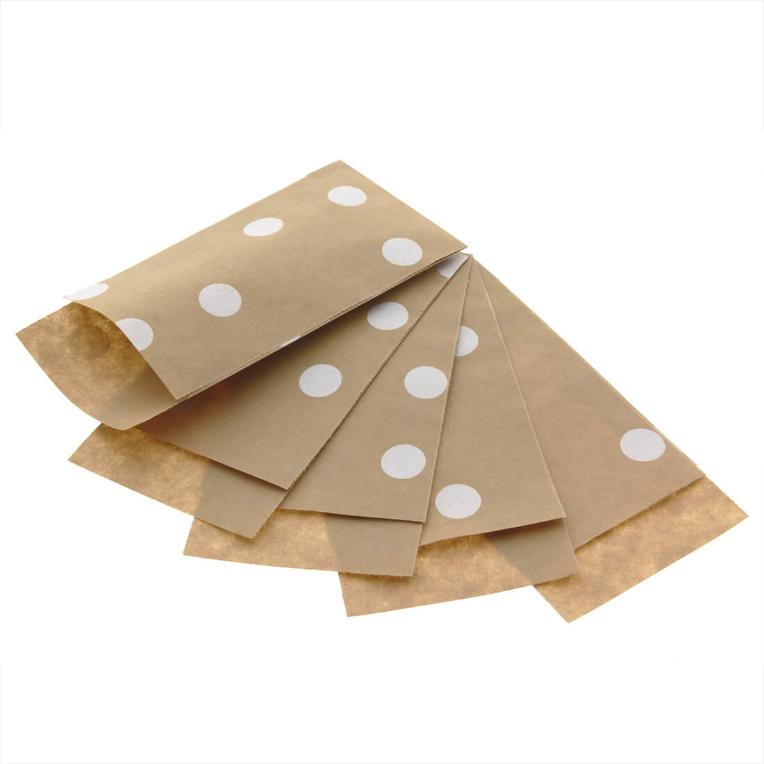 200 x Papiertüten Braun mit weißen Punkten 7x13cm
