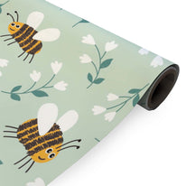 Geschenkpapier Blumen Bienen Grün 50cm x 150mtr