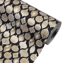 Geschenkpapier Christmas Ornaments - Schwarz/Gold - 30cm x 100m