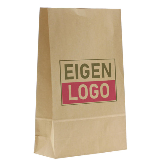 Blockbodenbeutel Druck Braun Medium