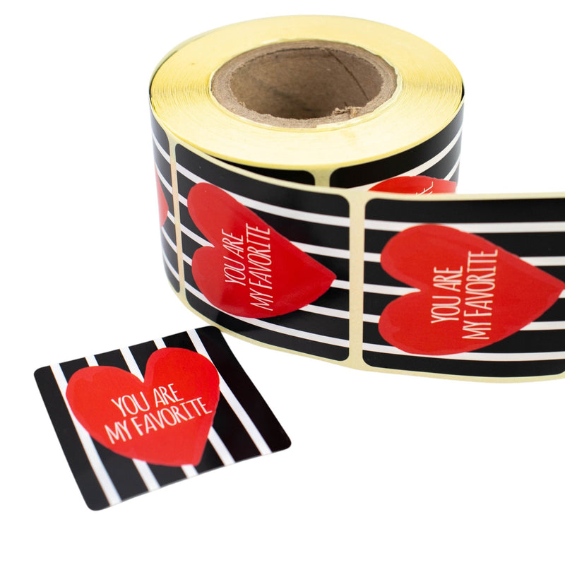 500x Aufkleber 'You are my favorite' Rot-Schwarz-Weiß 50mm