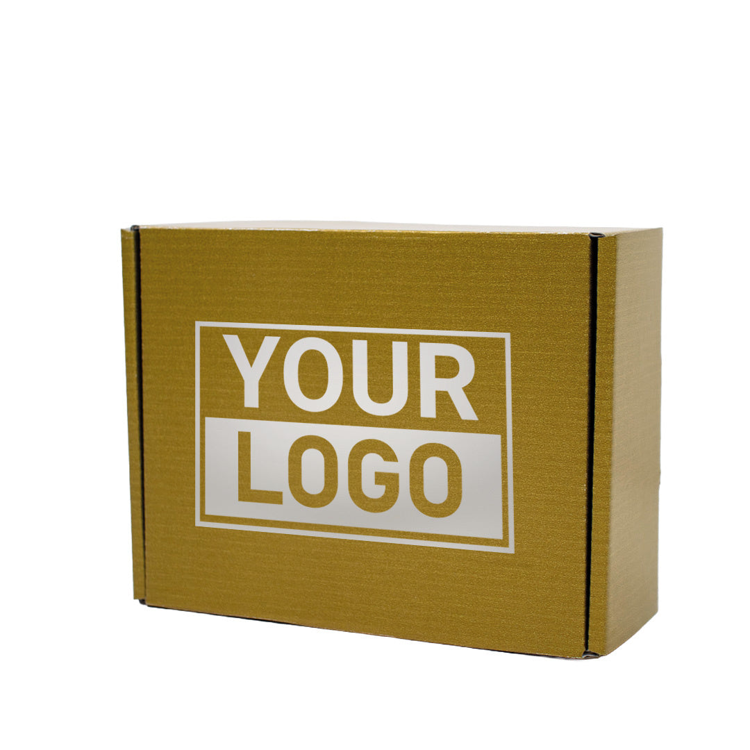 Postkartons bedrucken Gold 160x130x90mm