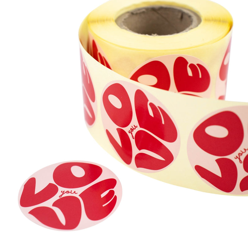 500x Aufkleber 'Love you' Rosa-Rot 50mm