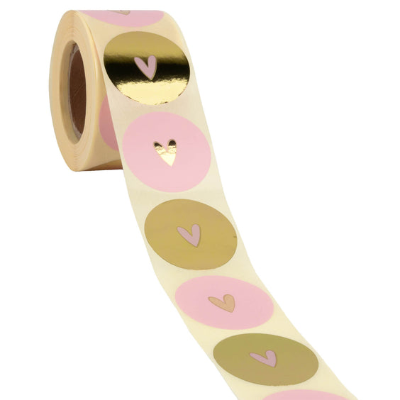 500x Aufkleber 'Herz' sortiert Gold-Rosa 40mm