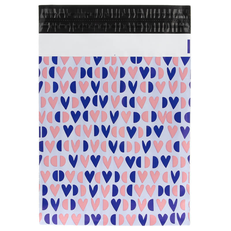 100x Versandtaschen Happy Hearts Medium Rückgabeverschluss
