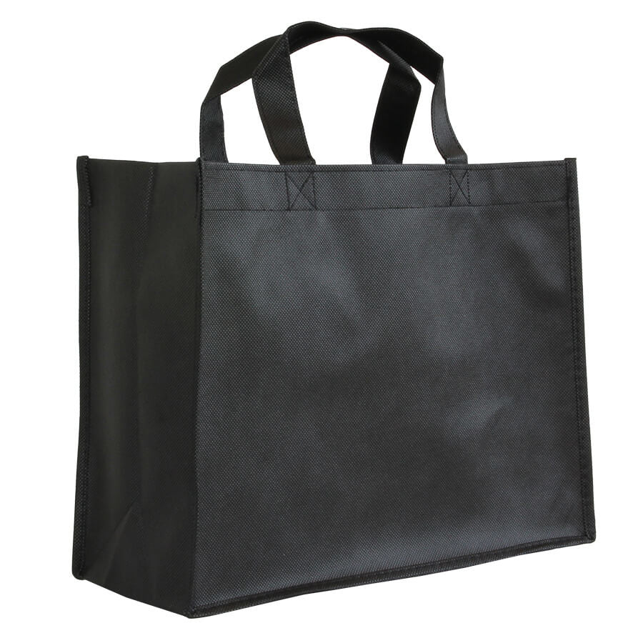 10x Shopper Schwarz Non woven 32x12x25cm