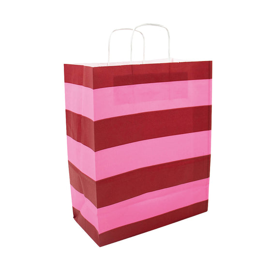 50x Papiertüten Stripes Pink A4