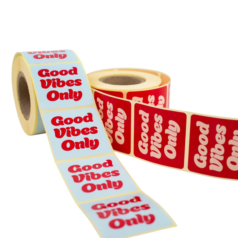 500x Aufkleber 'Good vibes only' sortiert Rosa-Rot 50mm
