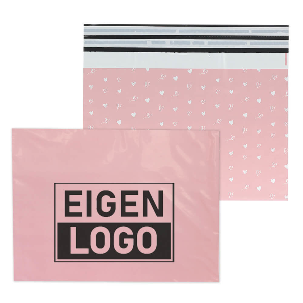 Rosa Herzen Versandtaschen Druck Large