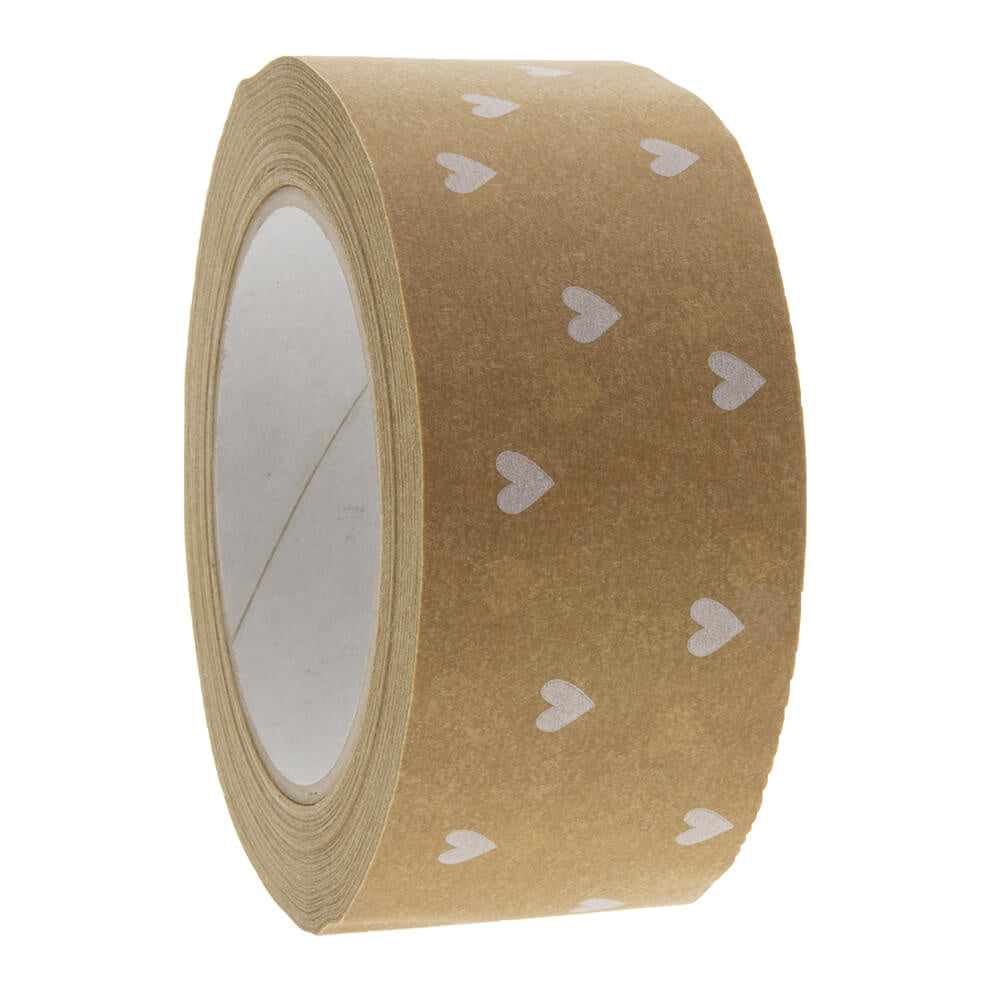 Papierband 'Hearts' Braun-Weiß 50mmx50mtr