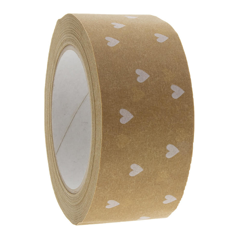 Papierband 'Hearts' Braun-Weiß 50mmx50mtr