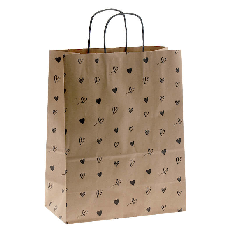 50x Papiertaschen Braun + Herzen A4