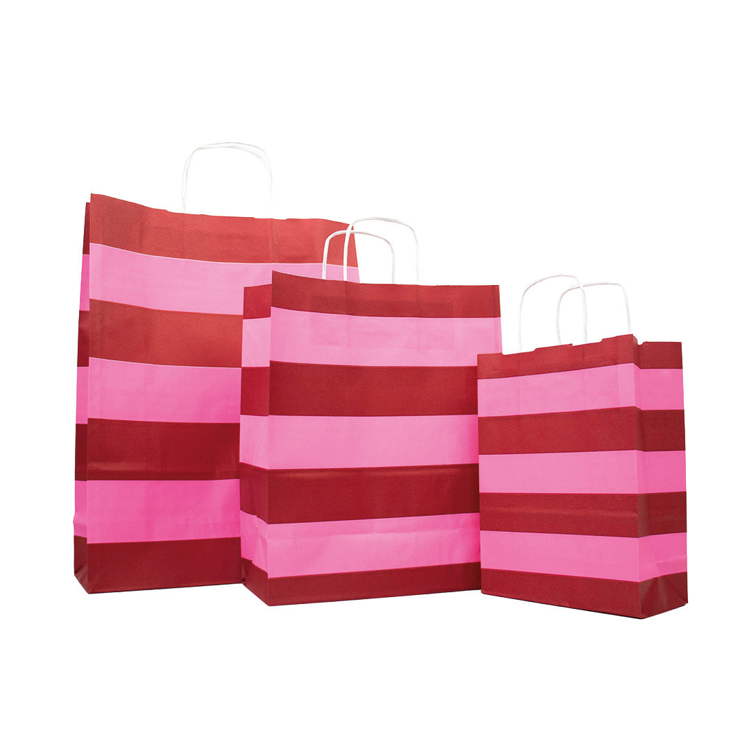 50x Papiertüten Stripes Pink A5