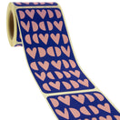 100x Verschlussaufkleber 'Happy Hearts' Blau-Rosa