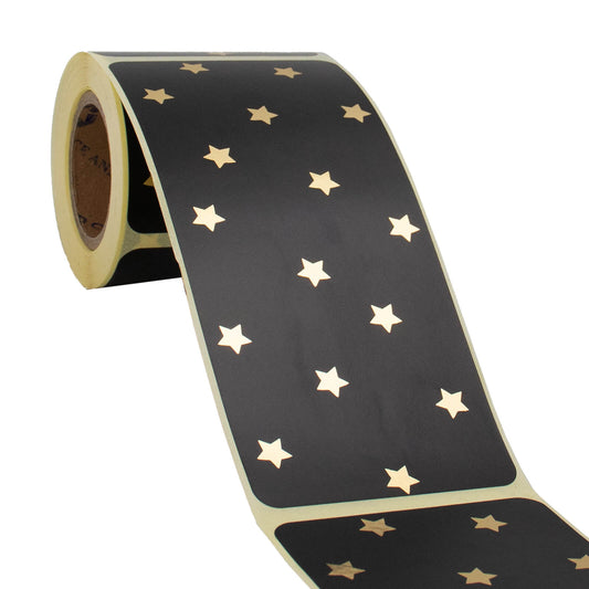 100x Verschlussaufkleber Black Stars Gold