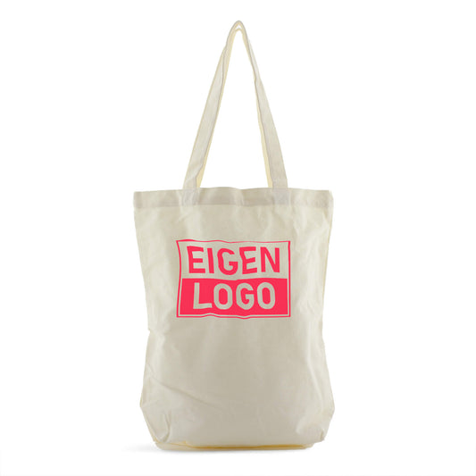 Baumwolltasche bedrucken mit NEON - 38x42+10cm Ecru
