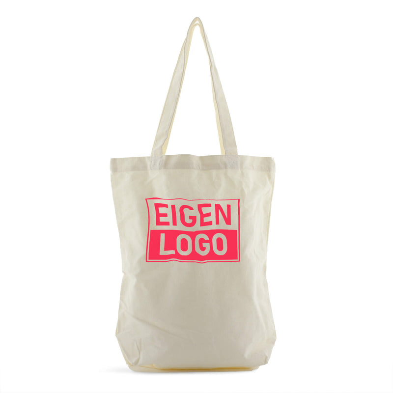 Baumwolltasche bedrucken mit NEON - 38x42+10cm Ecru