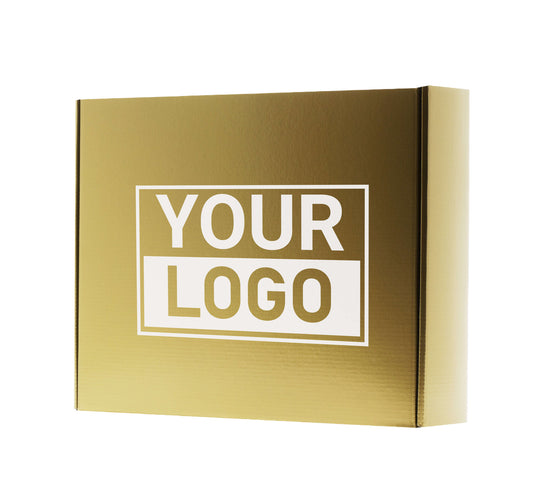 Postkartons bedrucken Gold 350x280x80mm